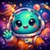 Colorful cartoon cat avatar with a wide smile, featuring large friendly eyes and exaggerated whiskers, set against a bright b